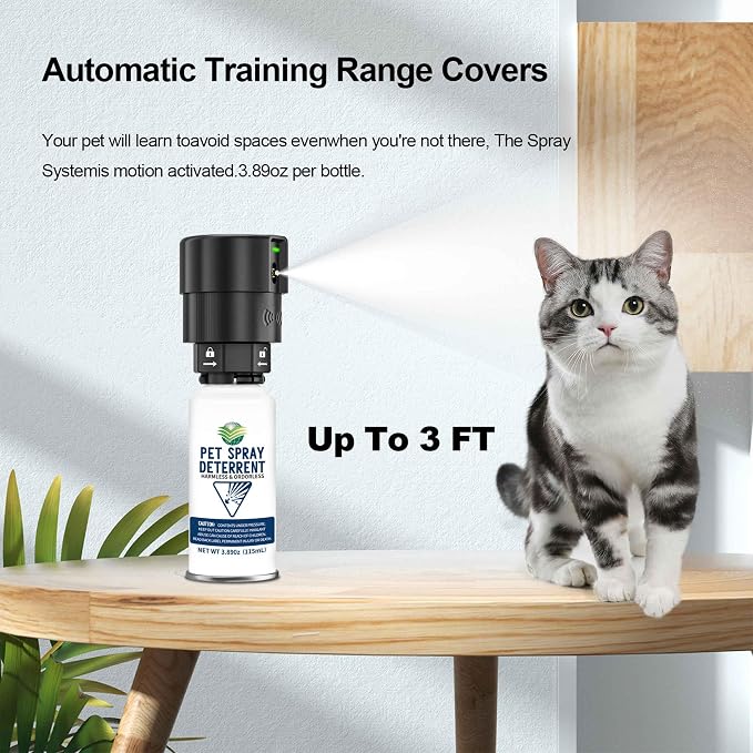 Cat Spray Deterrent System, Pet Deterrent Device Refill, CATSSS Refill [ 15.56Oz & 4 Pack ] Safe for Cats & Dogs Motion Activated Pet Deterrent Spray System-Only Applicable to The Same Brand System