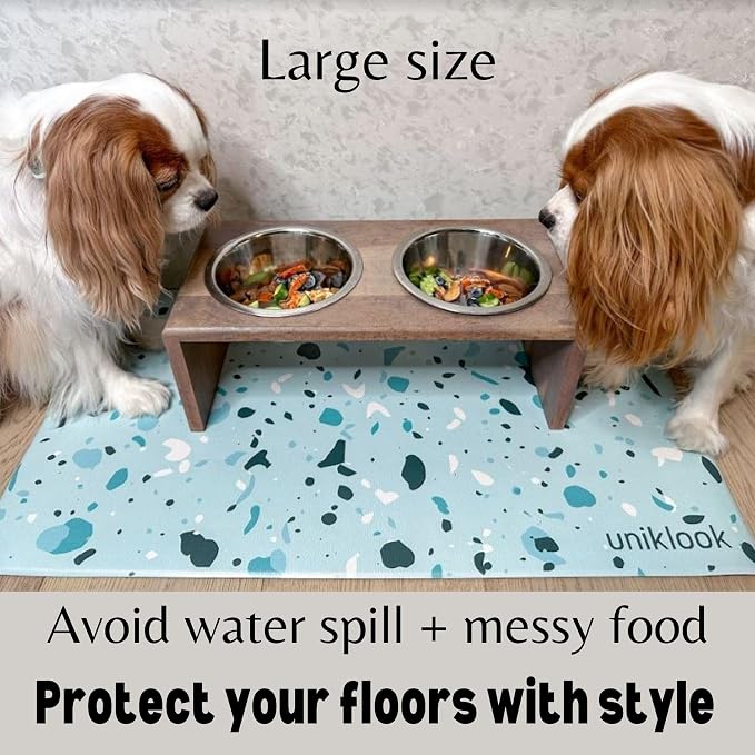 Large Pet Placemat, Dog Cat Food Water Bowls Mat Feeding Station Pet Safe 28" X 16.5" Waterproof Easy to Clean Dog Modern Designs Boho Uniklook
