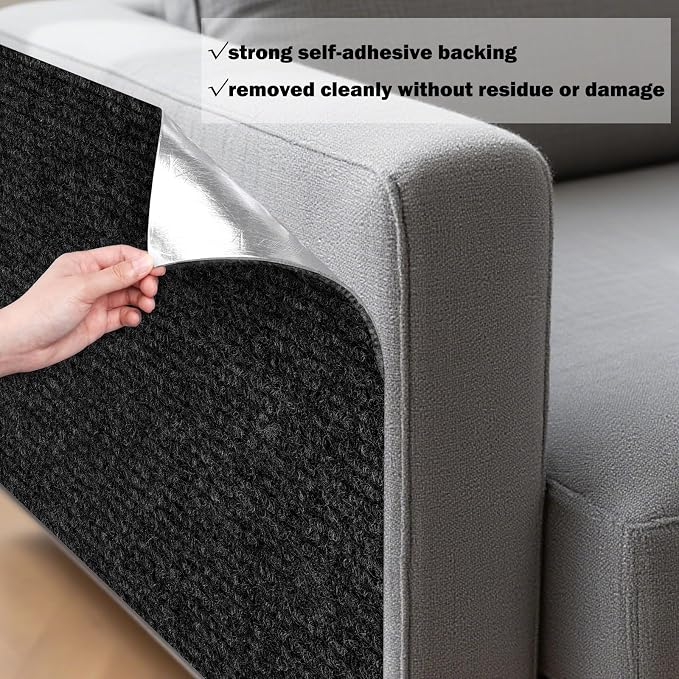 ICOOP Furniture Protectors from Cats Scratching Self Adhesive Black Cat Scratching Mat 15.8"×160" DIY Cat Couch Protector Sofa Protector for Cats Scratch Posts Couch Protection Replacement Carpet Rug