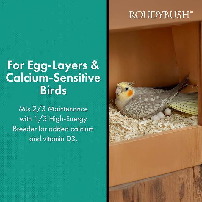 RoudyBush Breeder Food for Breeding & Weaning Birds, Pelleted Diet Made with Corn, Wheat & Soy, Daily Food for Small & Medium Parrots, Crumble Pellet, 25 LB