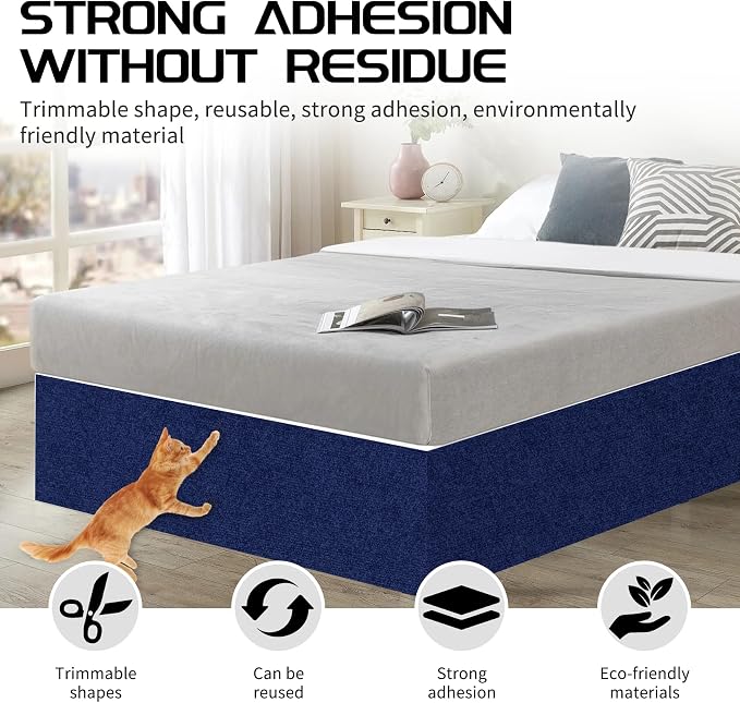 2 Pcs Total 78.8"x15.8" Cat Scratch Mat, Cat Scratch Couch Furniture Protector, Trimmable Self-Adhesive Cats Scratch Pads, DIY Cat Scratcher for Wall Protector and Covering Cat Tower (Blue)