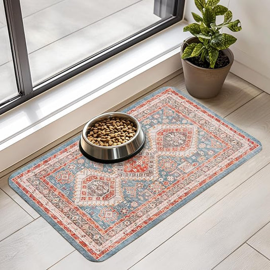 Dog Food Mat for Floors Waterproof Quick Dry Pet Placemat Cat Feeding Bowls Mats for Food and Water, Eco-Friendly Dog Accessories Diatomite Pets Supplies 12" X 20"