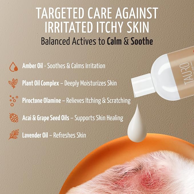 Tauro Pro Line Dog Conditioner for Allergies and Itching - Soothes & Hydrates Dry, Itchy, or Allergy-Prone Skin, Gentle Pet Conditioner for Dogs, Cat & Puppy (Derma Care 13.5 Fl Oz)