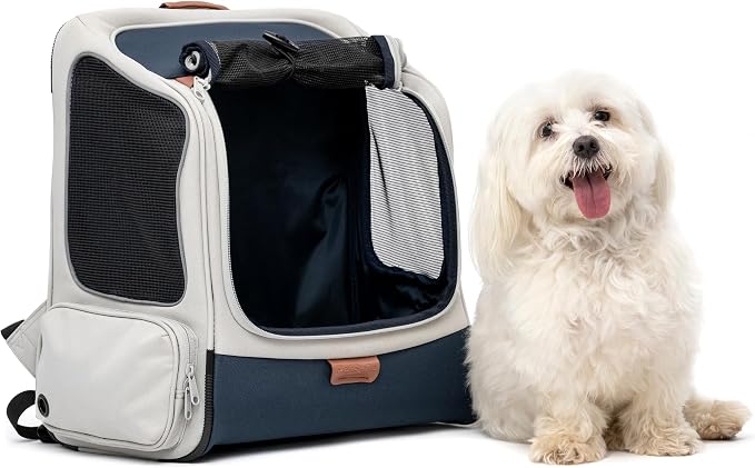 PetSafe Happy Ride Backpack Pet Carrier - Perfect for Dogs & Cats up to 20lbs - Mesh Windows for Comfortable Travel - Harness Tether for Safety - Easy Access Treat Opening - Can be Secured in the Car