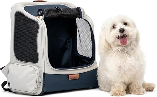 PetSafe Happy Ride Backpack Pet Carrier - Perfect for Dogs & Cats up to 20lbs - Mesh Windows for Comfortable Travel - Harness Tether for Safety - Easy Access Treat Opening - Can be Secured in the Car