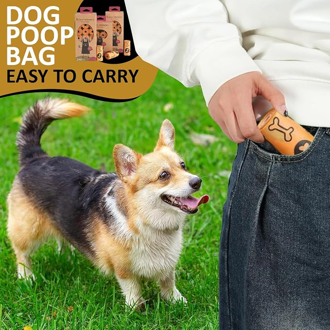 MEADOWS & MUTTS Dog Poop Bags - 240 Count Compostable Biodegradable Plant Based Pet Waste Bags | Leak Proof Extra Thick | Lavender Scented Eco-Friendly Puppy Poop Bags