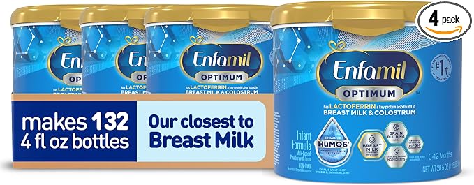 Enfamil Optimum (Enspire), Our Closest Formula to Breast Milk, Immune-Supporting Lactoferrin and Brain-Supporting DHA Baby Formula, 20.5 Oz, Pack of 4