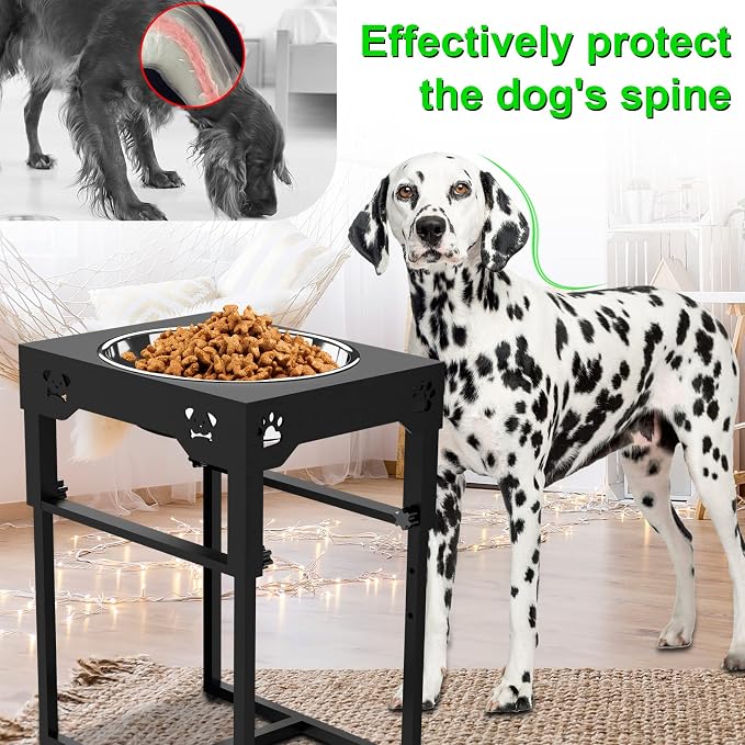 Stainless Steel Elevated Dog Bowls Stand(3.93'' Up to 20.3''), Adjustable Raised Dog Bowl for Medium, Large Sized Dogs