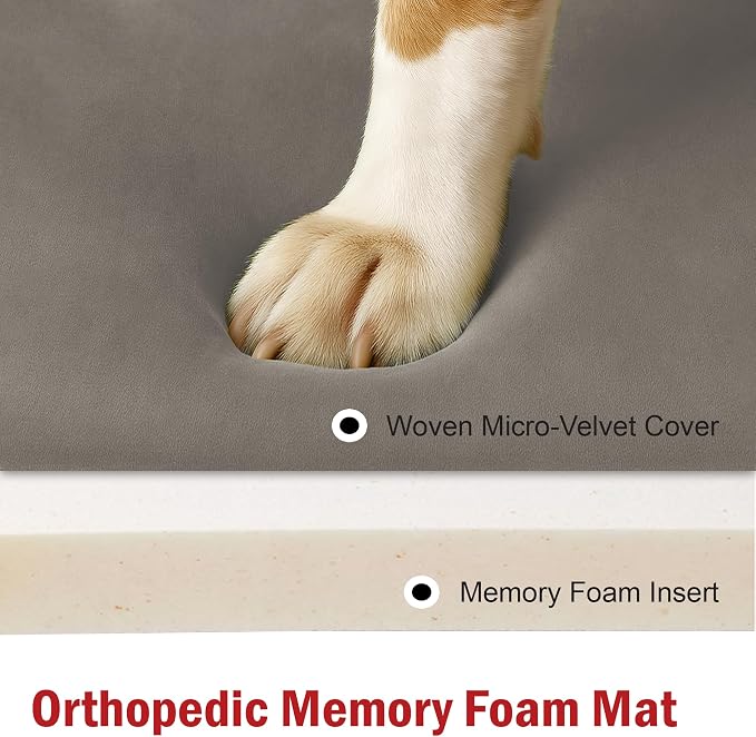 Majestic Pet Orthopedic Memory Foam Dog Crate Mat - Plush Pet Bed Pad for Crates & Kennels | USA Crafted | 24"x18" Villa Vintage