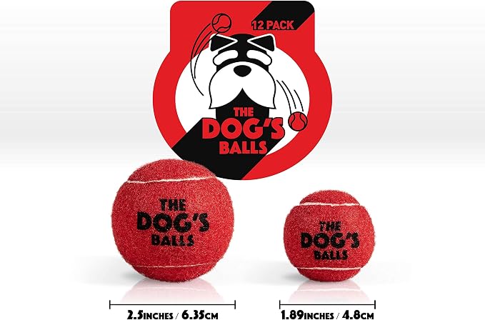 The Dog's Balls Dog Tennis Balls Tough 2.5" 12-Pack Red Floats in Water | Our fetch balls combine non-abrasive felt exterior and a thicker rubber core Durable Dog Toy for Outdoor Play & Training