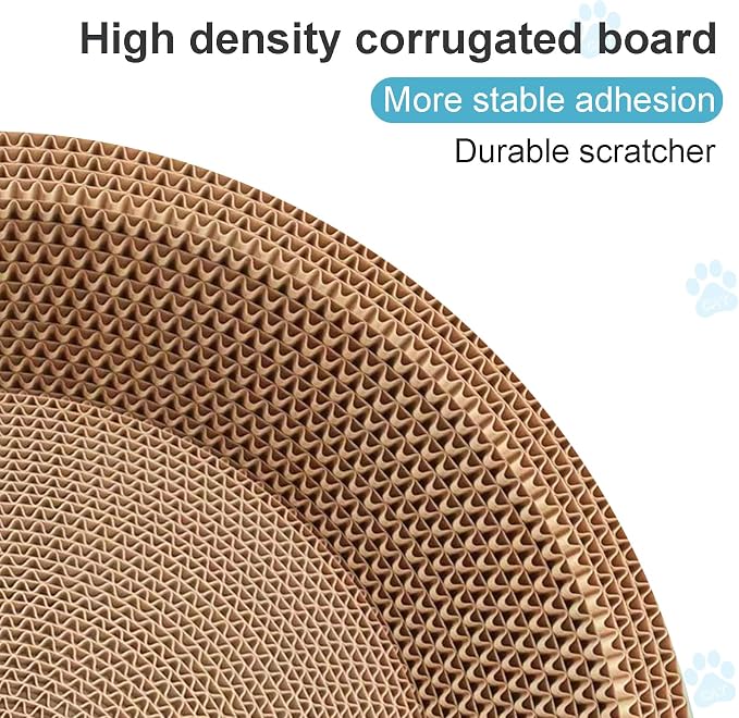 Round Cat Scratcher Bed, 17.7x17.7 Inch Cardboard Cat Scratcher Bowl for Indoor Cats, Large Cat Scratching Board, Cat Scratch Pad with Catnip