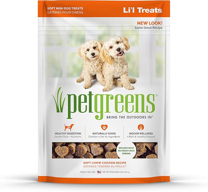 Pet Greens Natural Soft-Chew Dog Treats Infused with Supergreens, Healthy Salmon, Roasted Chicken, Tasty Lamb and Bacon and Cheese Flavors, 6 Ounces Per Pack (4 Pack Variety Pack)