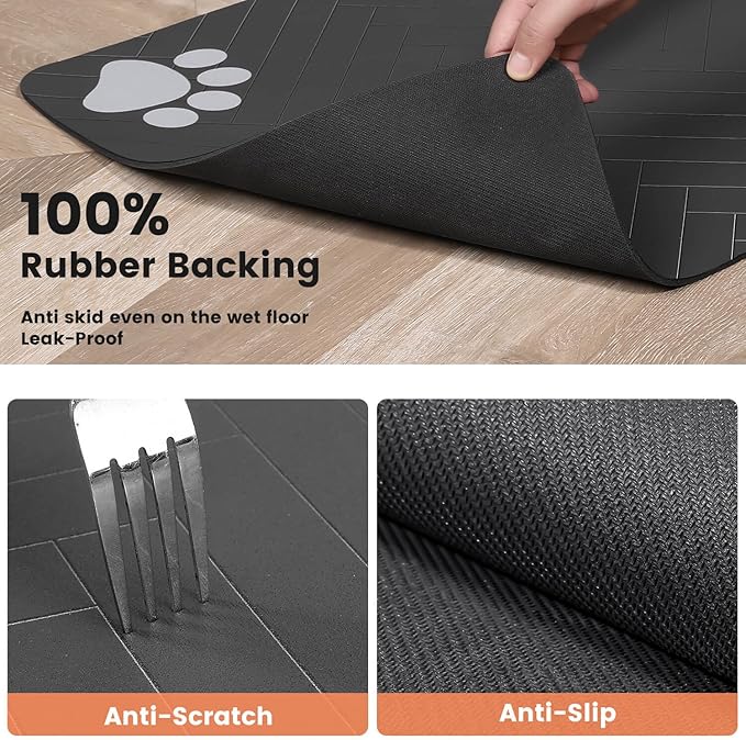 Pet Feeding Mat-Absorbent Pet Placemat for Food and Water Bowl, with Waterproof Rubber Backing, Quick Dry Water Dispenser Mat for Dog and Cat (27"x17", Red)