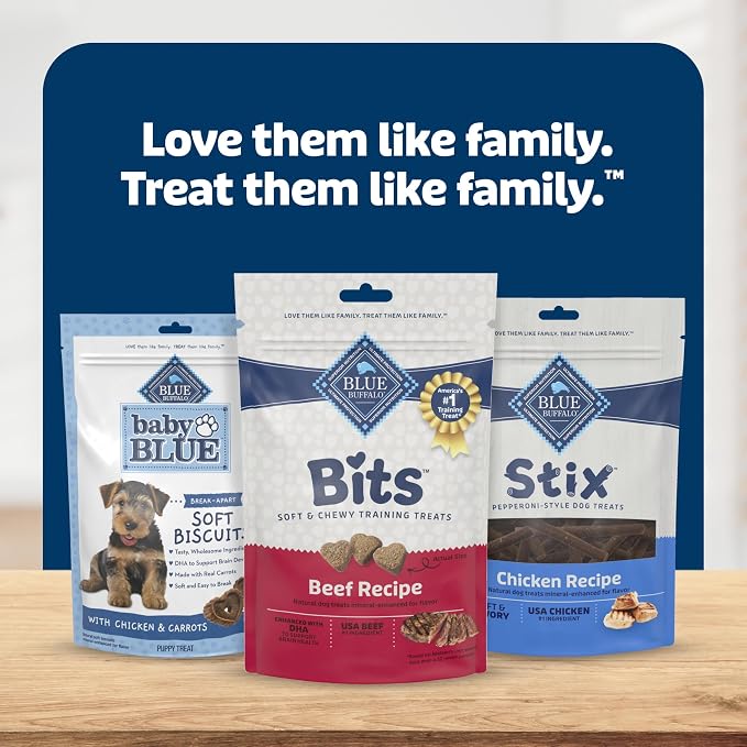 Blue Buffalo Bits Beef Soft & Chewy Dog Treats, Bite-Sized for Training, Made with Real Beef & Enhanced with DHA, Heart-Shaped Dog Treats, Made in the USA with Natural Ingredients, 19 oz.