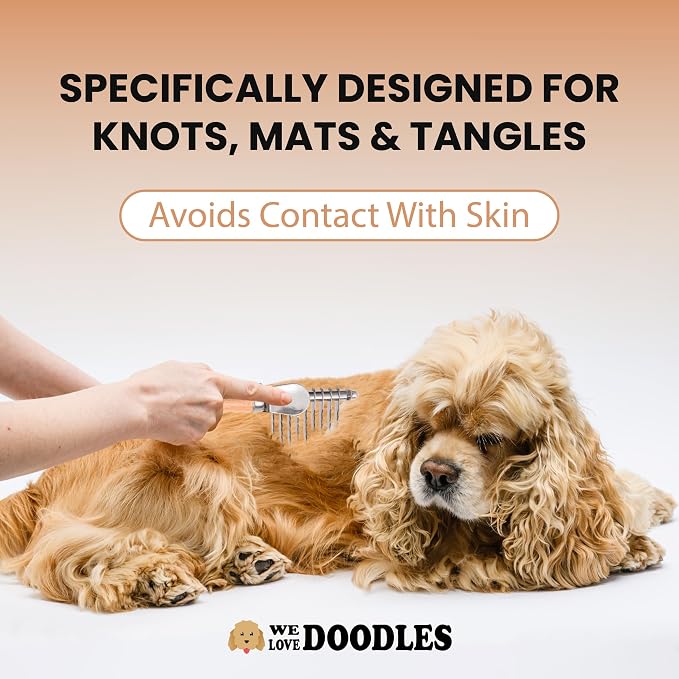 We Love Doodles Dog Dematting Rake & Pin Brush Bundle - Detangler Brush for Dogs, Comb Tool for Grooming, Matted Fur Removal, Pet Grooming Detangler Pin Dog Brush for Shedding and Removing Loose Fur