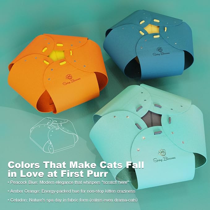 Cat Tunnel, Cat Cave for Indoor Cats Bed,Scratch Resistant Cat Toys for Medium Large Cats Hide and Seek Toy (Sky Cyan)
