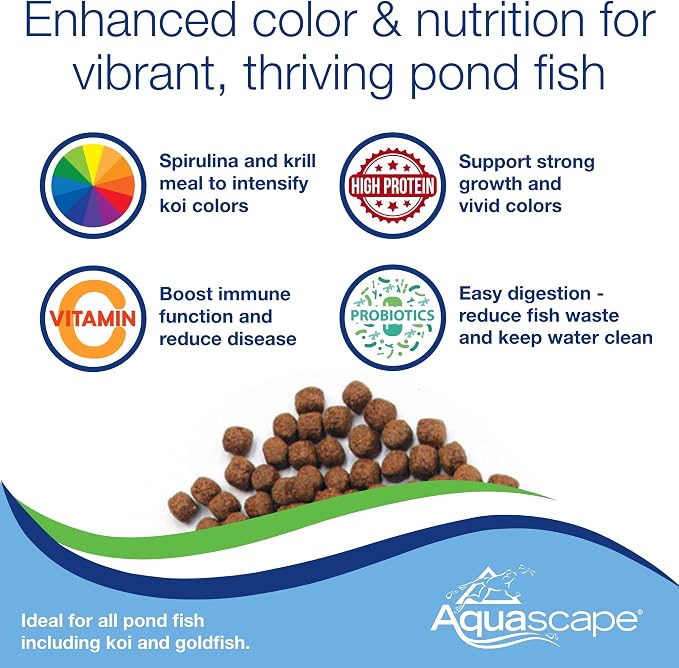 Aquascape Premium Color Enhancing Fish Food Pellets for Pond, Koi, Goldfish and More (2.2 lbs / 1 kg)