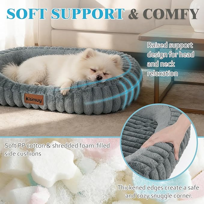 Orthopedic Dog Bed, Memory Foam Bolster Bed for Small Dogs | 25L x 21W x 4H, Bolster Sides Design, Washable Cover, Orthopedic Support Structure, Non-Slip Bottom, Small Dogs, Grey