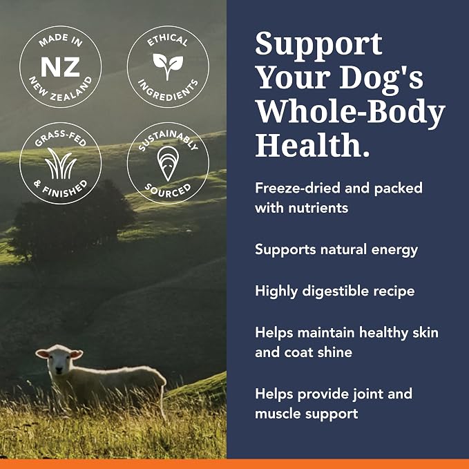K9 Natural Lamb Freeze Dried Dog Food, High-Meat Natural Complete Meal or Meal Toppers for Dogs, Grass-Fed Lamb from New Zealand, Grain-Free, GMO-Free, Complete & Balanced Nutrition, 8lb