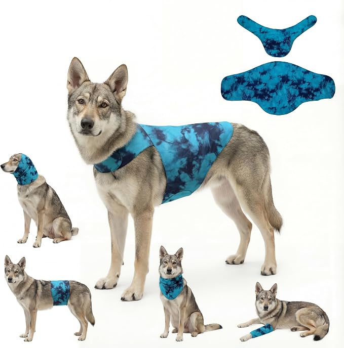 DAJIDALI® Dog & Cat Anxiety Vest & Spay Recovery Suit – Silent Adjustable Calming Wrap for Surgery & Thunderstorms – 2-Piece Cone & Recovery Onesie Alternative