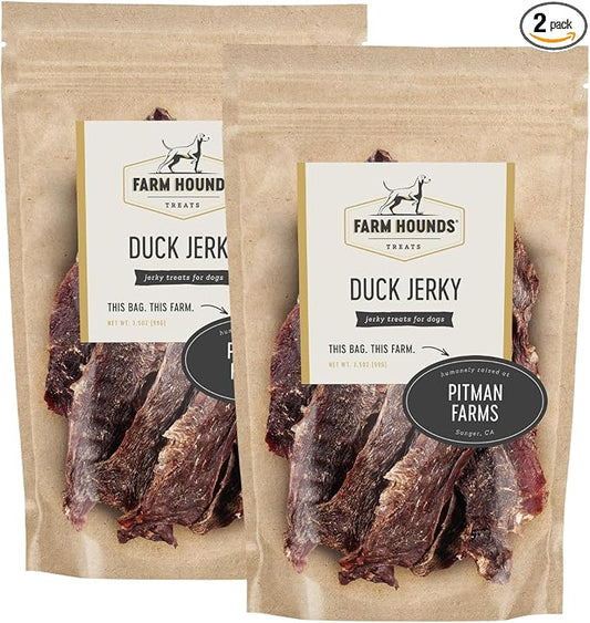Farm Hounds - Premium Natural Duck Jerky for Dogs - Made from 100% Humanely Raised Duck - Break-to-Size - Great for Training & Treats - No Added Fillers - Made in USA - 3.5 oz - 2 Pack