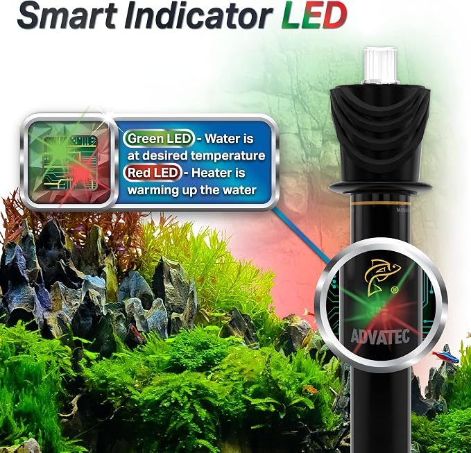 Glass Aquarium Heaters with Advanced LED Temperature Control System - for Fresh & Saltwater Aquariums (300 Watts / 90-125 Gallons)