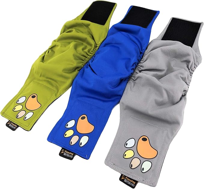 Pack of 6 Male Dog Diapers 4 - Layers of Absorbent Pads Waterproof Leak Proof Belly Band Wrap Washable (XS: Waist 7" - 10", Pack of 6 Colors)