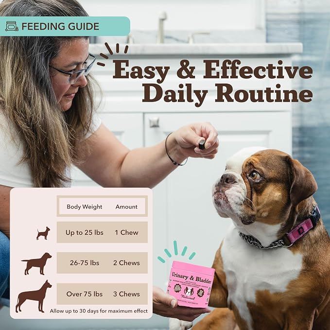 Natural Dog Company Urinary & Bladder Supplement for Dogs – Cranberry & D-Mannose, Marshmallow Root & Astragalus Soft Chews, Supports Urinary Tract Health, Bladder Function & Normal Urine Flow, 90 Ct