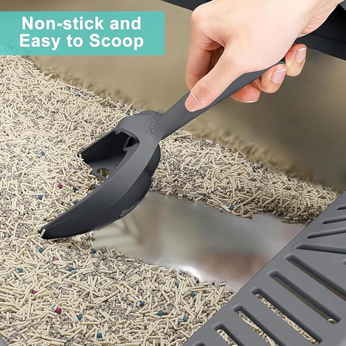 2 Pack Stainless Steel Litter Box | XL Enclosed Cat Litter Boxes with Lid for Big Cats and Multi-Cats | High Sided, Anti-Urine Leakage | Non-Stick Bottom（Dark Gray）