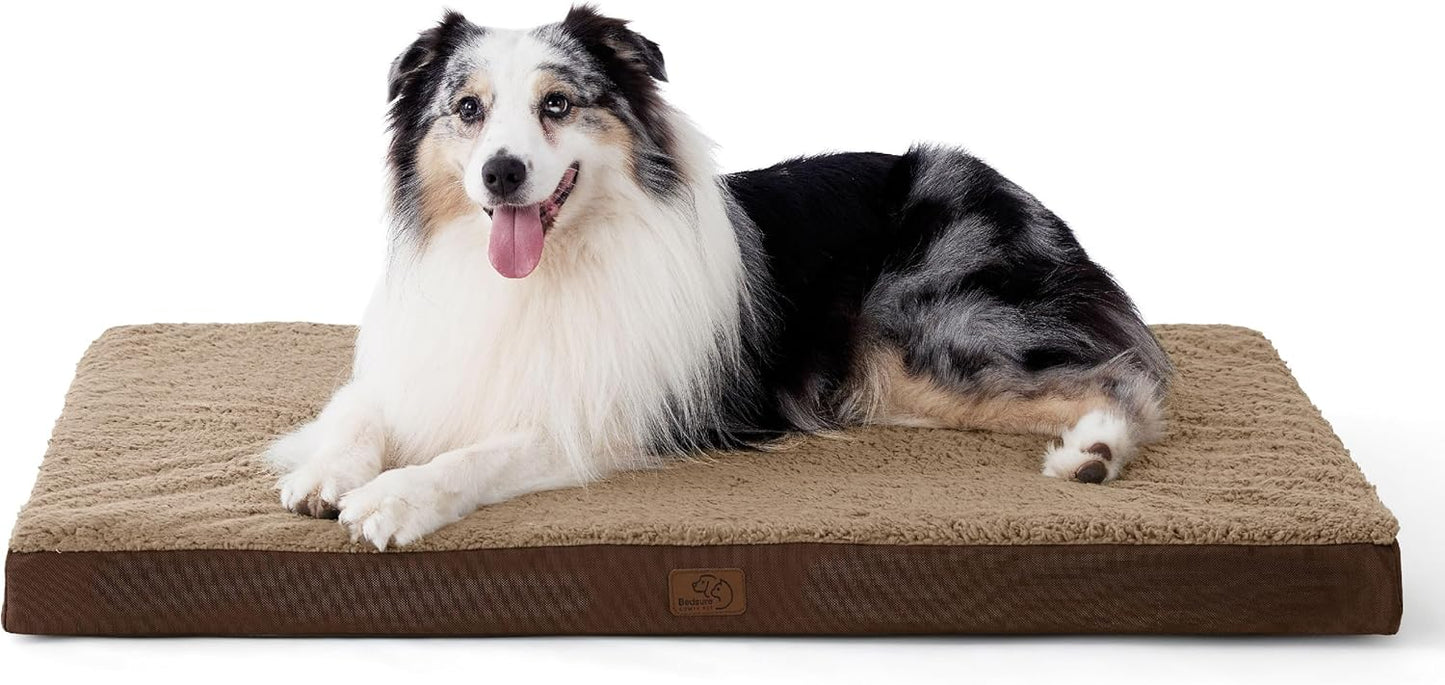Bedsure XL Dog Bed for Crate - Large Orthopedic Flat Pet Beds with Removable Washable Cover, Egg Crate Foam Crate Mat, Suitable for Pet Up to 90 lbs