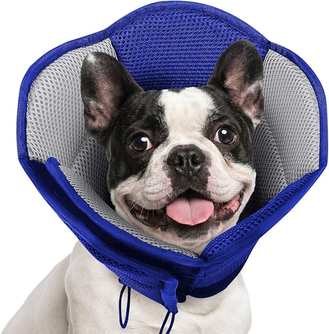AOFITEE Dog Cone - Soft Cone for Dogs to Stop Licking After Surgery, Foldable Small Dog Cone Collar, Adjustable Cones for Dogs for Wound Healing, Elizabethan Pet E-Collar, Blue Small