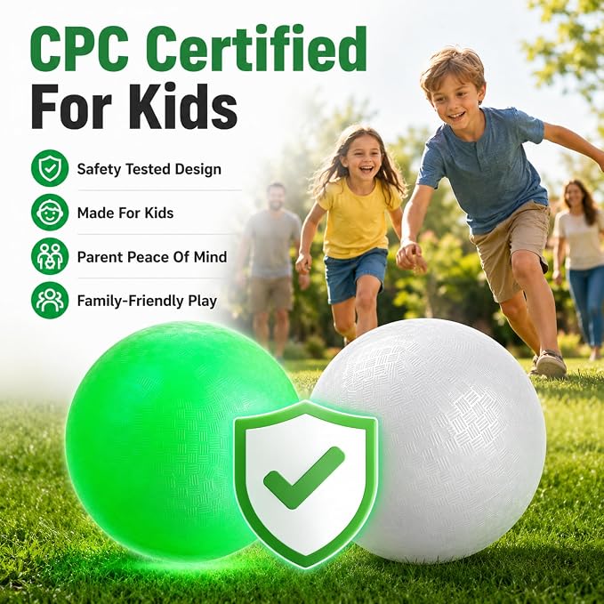 Hiboom Glow in The Dark Kickballs Dodgeballs, 8.5"/ 10"/ 6" Light up 4 Square Ball with Pump, No Battery Needed Playground Balls for Backyard School and Outdoor Night Activities