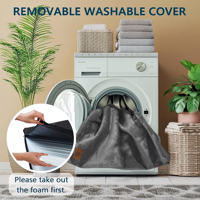 LIORCE Memory Foam Dog Crate Pad, Medium, 30-inch, Grey - Orthopedic Pet Bed Mat with Waterproof Lining, Removable Washable Cover, for Dogs & Cats