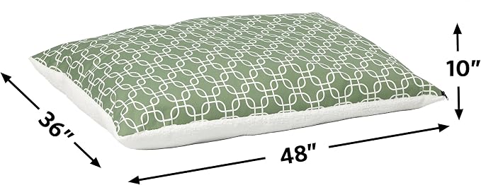 MidWest Homes for Pets PF3648T-FGR Over-Stuffed Dog Bed, Large, 36 x 48, Large Dog Breed, Green Geometric Pattern