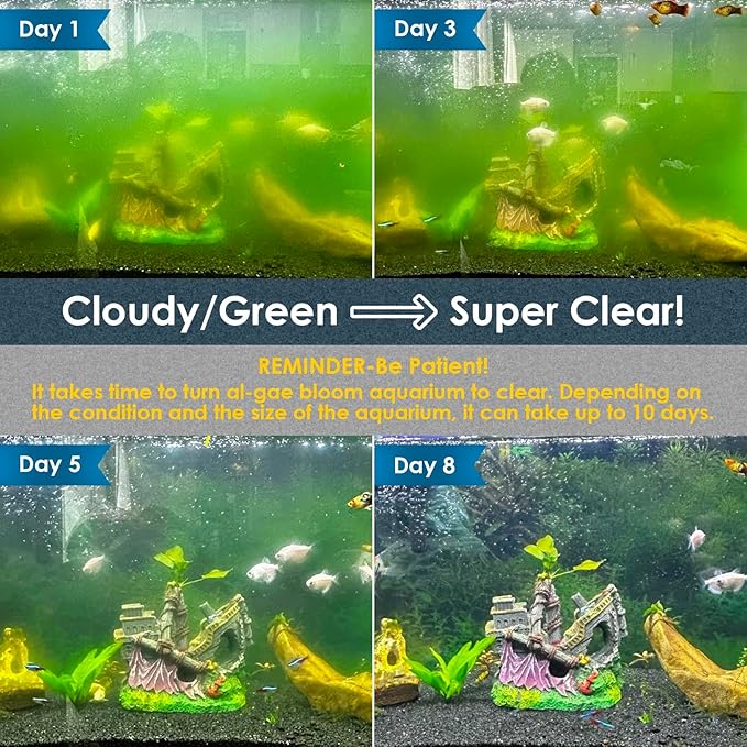 Aquarium Filter | U-V Fish Tank Filter for Green Water Cleaning | U-V Clarifier with Timer | Aeration & Rainfall Mode | Turtle Tank Filter | Submersible Pump with Filter | for 60-150 Gallons