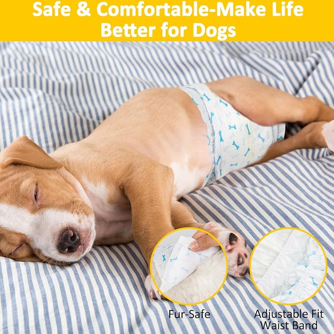 Dono Disposable Male Diapers for Small Dog, XS, 14 Count | Wetness Indicator, Super Absorbent, Leak Protection, Belly Bands for Male Dogs, Excitable Urination & Incontinence