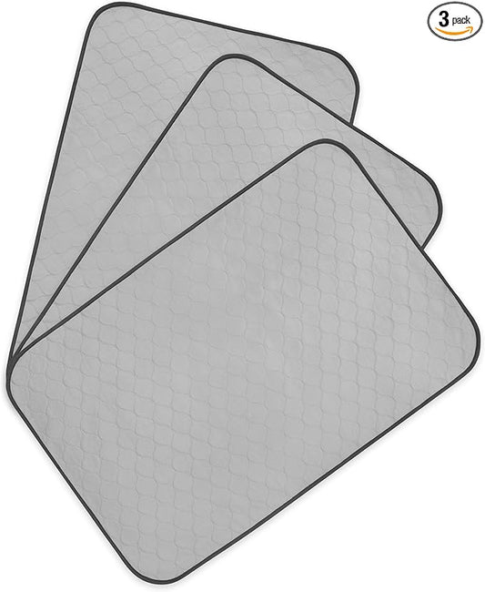 Pet Magasin Highly Absorbent Reusable Washable Pet Pads for Crate or Training with Waterproof Bottom (Pack of 3) (Pack of 3) (Grey, 39x26 Inch)