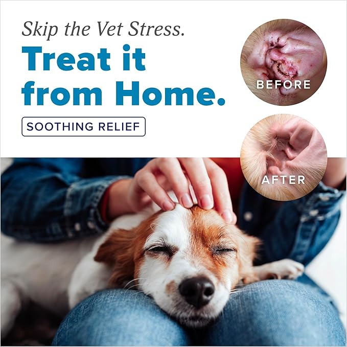 TropiClean HomeVet Medicated Ear Drops for Dogs, Vet Recommended Yeast & Fungal Treatment, Daily Dog Ear Cleaner, USA Made, 2 oz