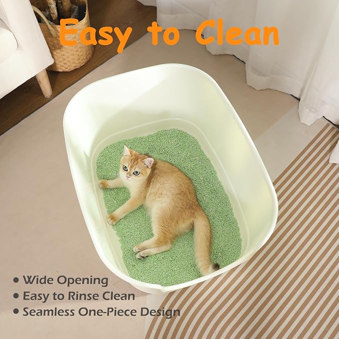 SpaceTime Extra Large Litter Box with High Sides,24.2" Lx16.3 Wx12.9 H XL Multi Cat Litter Pan for Kitty,Cat Boxes for Indoor Cats,Jumbo Litter Boxes for Big Cats,Anti-Splashing,Easy to Clean (Grey)