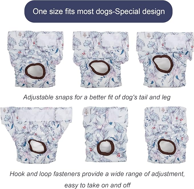 CuteBone Dog Diapers Female Washable Small Medium Large 3 Pack Reusable Doggie Diapers Puppy Period Pants for Doggy Heat Cycle Peeing