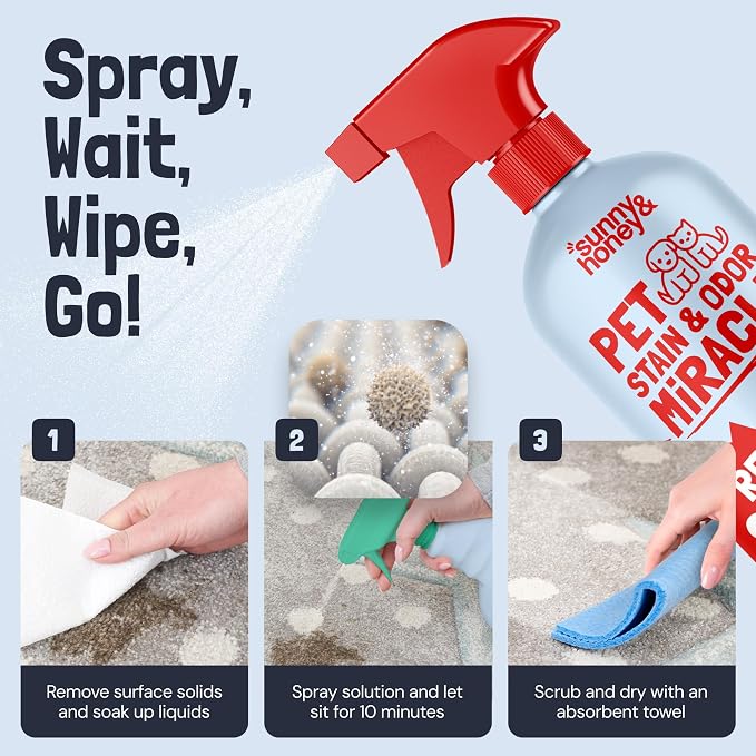 Sunny & Honey Pet Stain and Odor Remover - Enzyme Cleaner for Dog Urine and Poop on Carpets and Furniture - Strong Pet Carpet Cleaner Spray (1 Gallon Fall Spice)