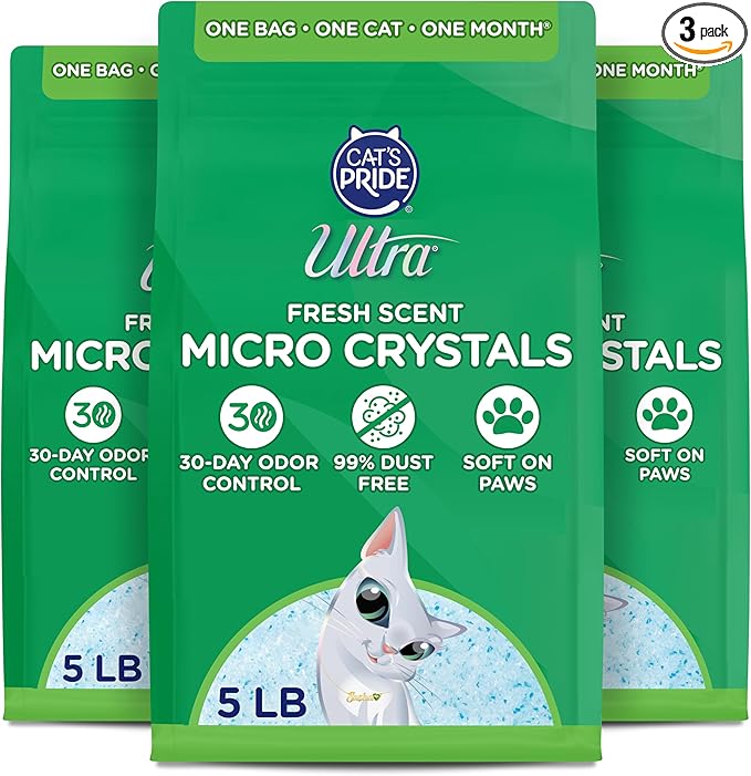 Ultra Fresh Scented Micro Crystals Premium Cat Litter - 99.9% Dust Free, Soft on Paws - 15 Lbs. Total (3pk of 5 Lbs.)