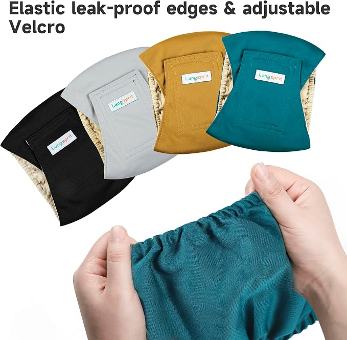 Male Dogs Diapers Belly Bands(4Pack), Washable Reusable Male Boy Doggy Wraps Panties for Doggie Puppy Pooping Potty Training Incontinence Marking Pañal para Perro Black Blue Gray Gold X-Large