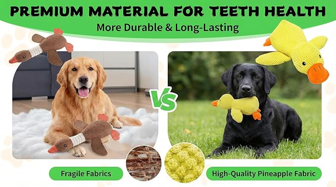 Paw-FECT Piece Plush Calming Duck Dog Toy, with Quacking Sound, Emotional Support Soft Chew Toy, Great for All Breed of Dogs