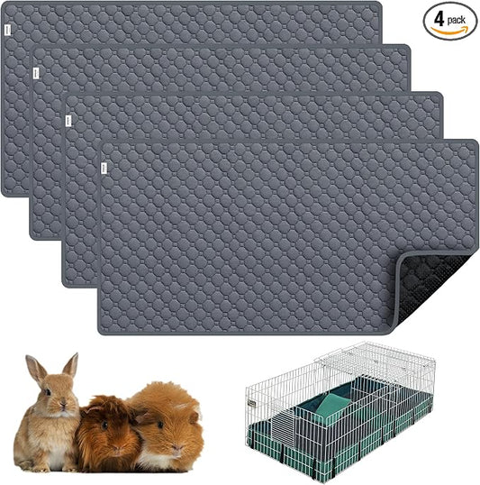Guinea Pig Cage Liners, 49"X24" Washable Guinea Pig Bedding for Midwest Cage 4 Pack, Reusable & Anti Slip & Waterproof, Absorbent Guinea Pig Pee Pad for Small Animal, Rabbit, Bunny, Chinchilla