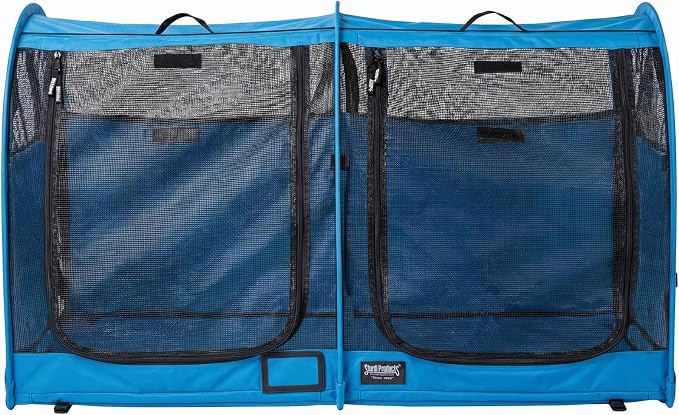 STURDI Small Cargo Pop-Up Pet Kennel, Double Compartment | Collapsible Travel Pet Crate for Cats & Dogs | Easy to Fold with Portable Carry Bag