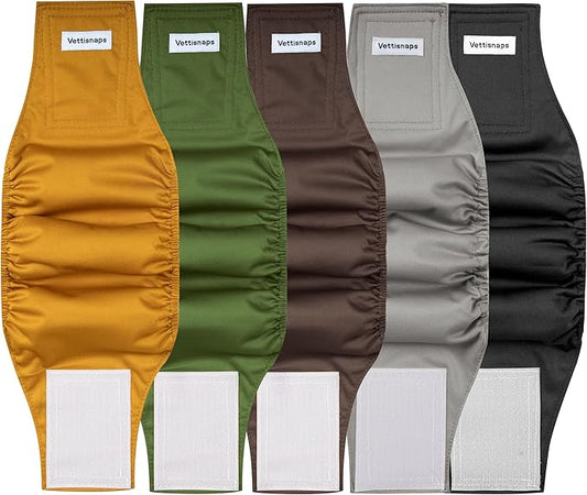 5 Pack Dog Diapers Male Reusable Belly Bands Washable for Small Male Dogs, High Absorbency for Puppy & Doggy, Size S