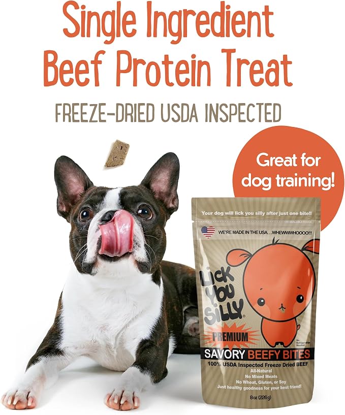 Lick You Silly Freeze-Dried Beef Liver Dog Treats | High-Protein Training Snacks for Dogs & Puppies | Grain-Free Pet Treats for Small, Medium, & Large Breeds | Made in the USA