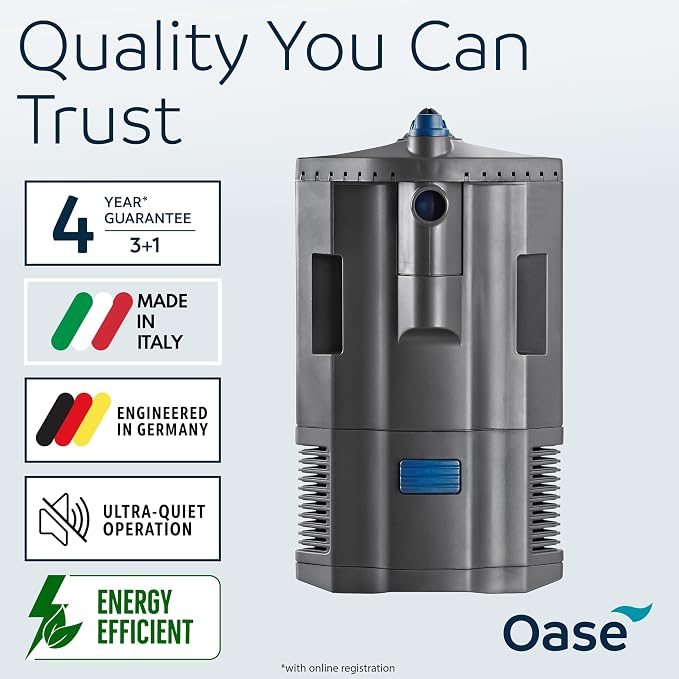 Oase BioPlus Thermo 50 Compact Internal Filter for Clean & Clear Aquarium Water – Easy Maintenance, Discreet Corner Mount, Integrated Heater, for Freshwater Tanks up to 15 Gallons