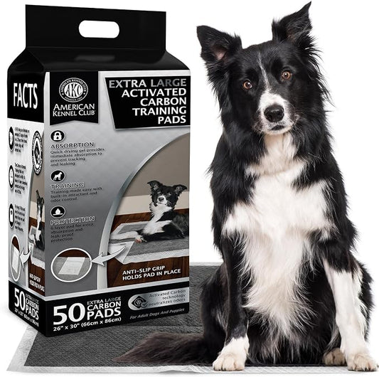 American Kennel Club Carbon-Activated Puppy Training Pads – 50 Count, 28 x 30, XL